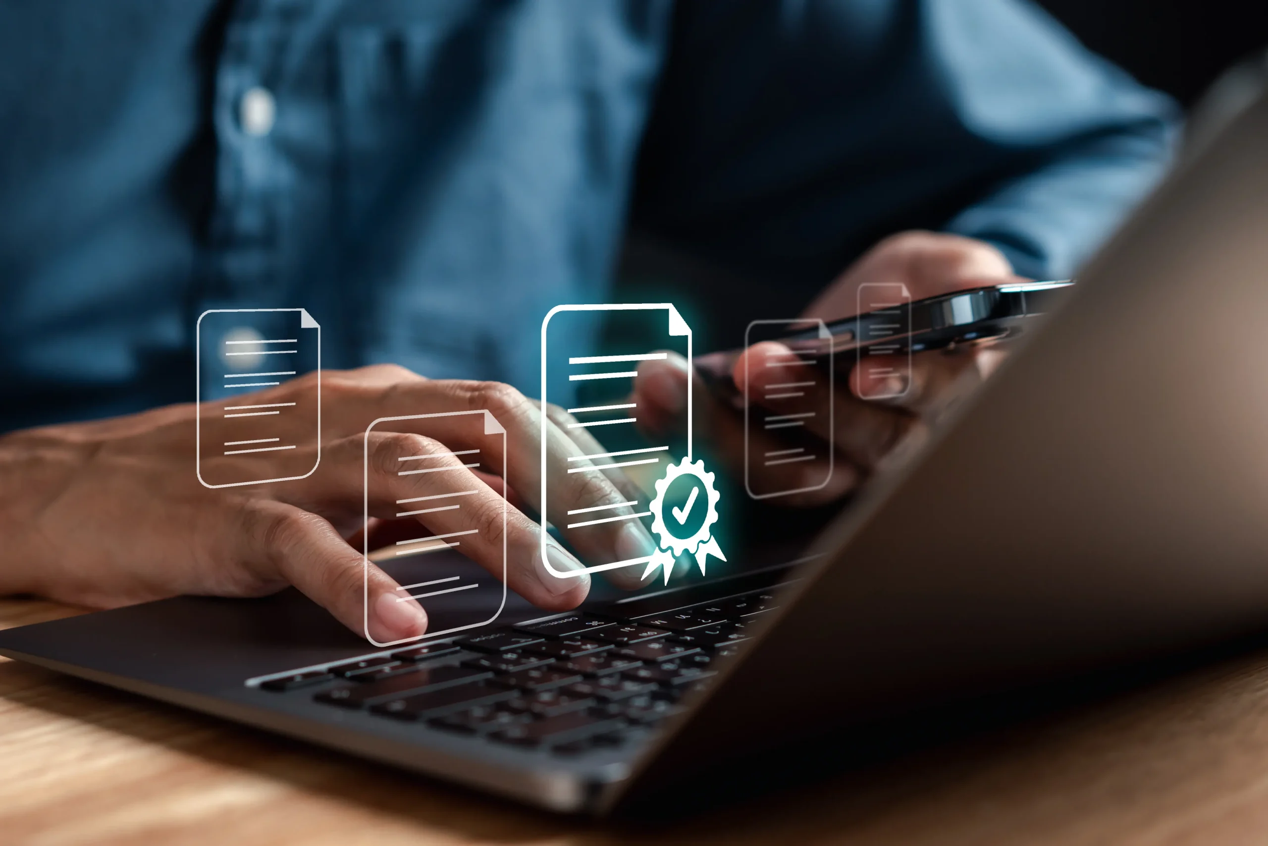 Insurance agent emailing a certificate of insurance to a client for verification