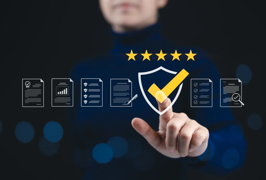 Business owner reviewing a digital certificate of insurance on a tablet