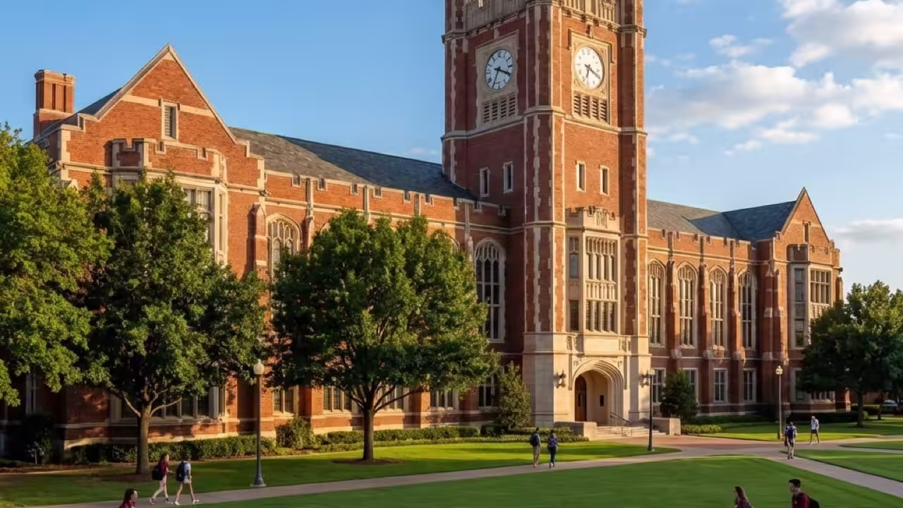 Collegiate Gothic architecture of Bizzell Memorial Library at the University of Oklahoma